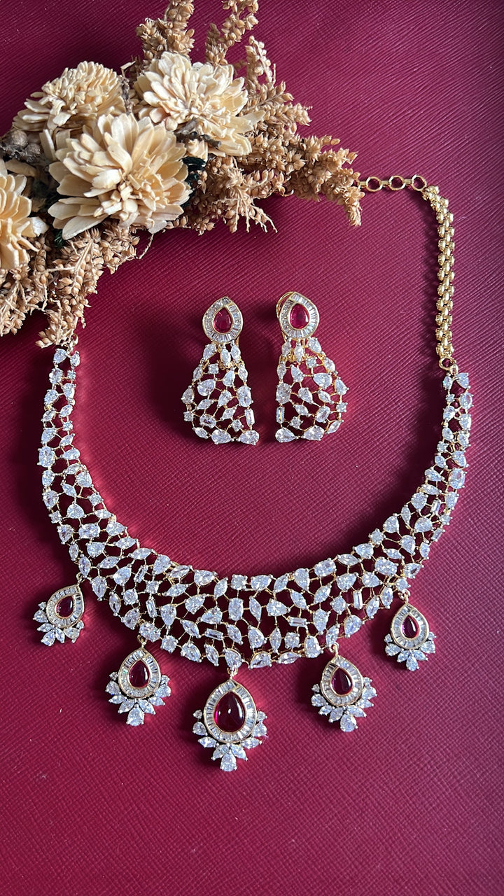 Suchitra Diamond Necklace Set - Rubi