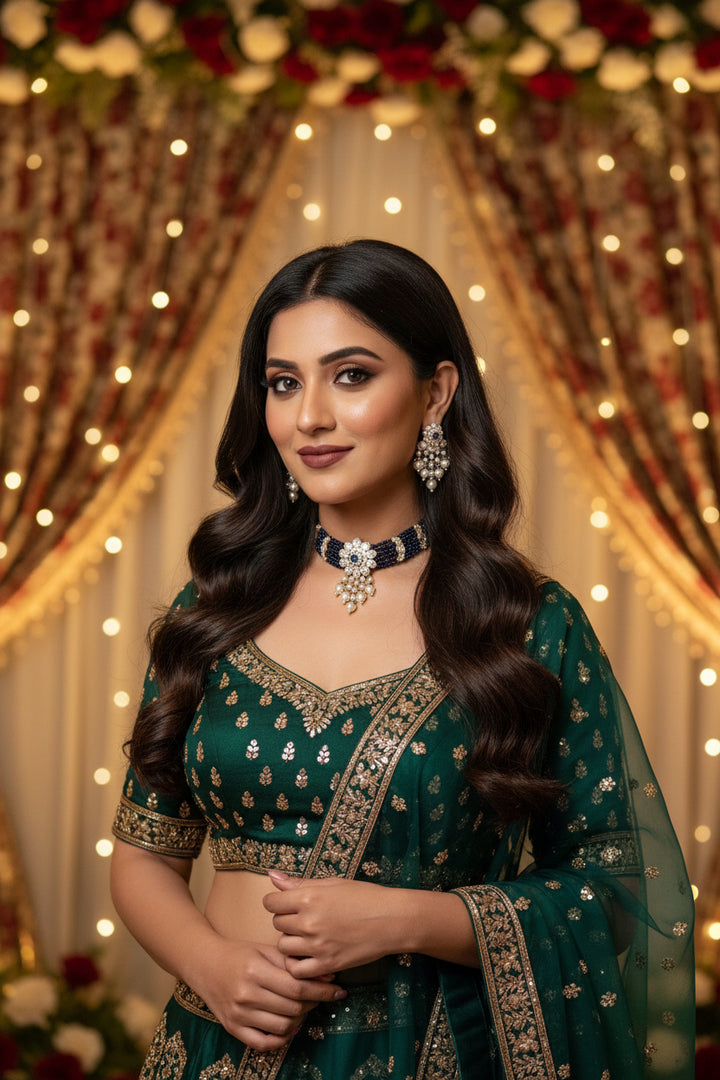 Blue Moissanite Kundan Choker