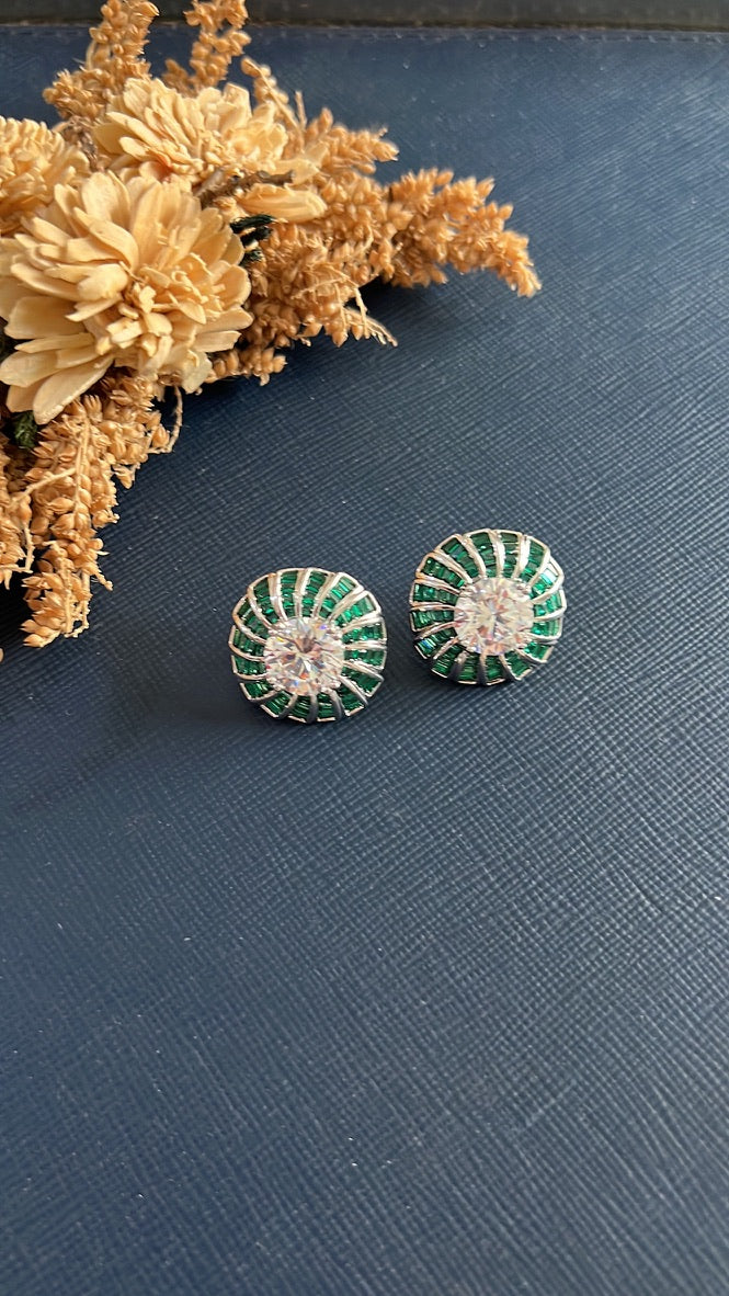 Liyana Diamond Studs -Green