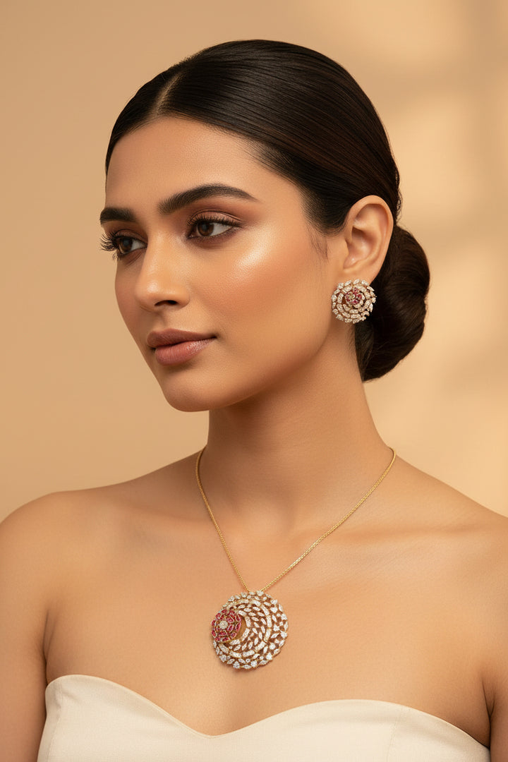 Karishma Big Diamond Pendant Set