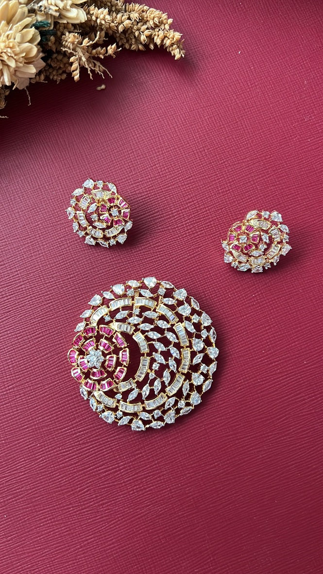 Gold-tone American Diamond pendant set from Hema Collections