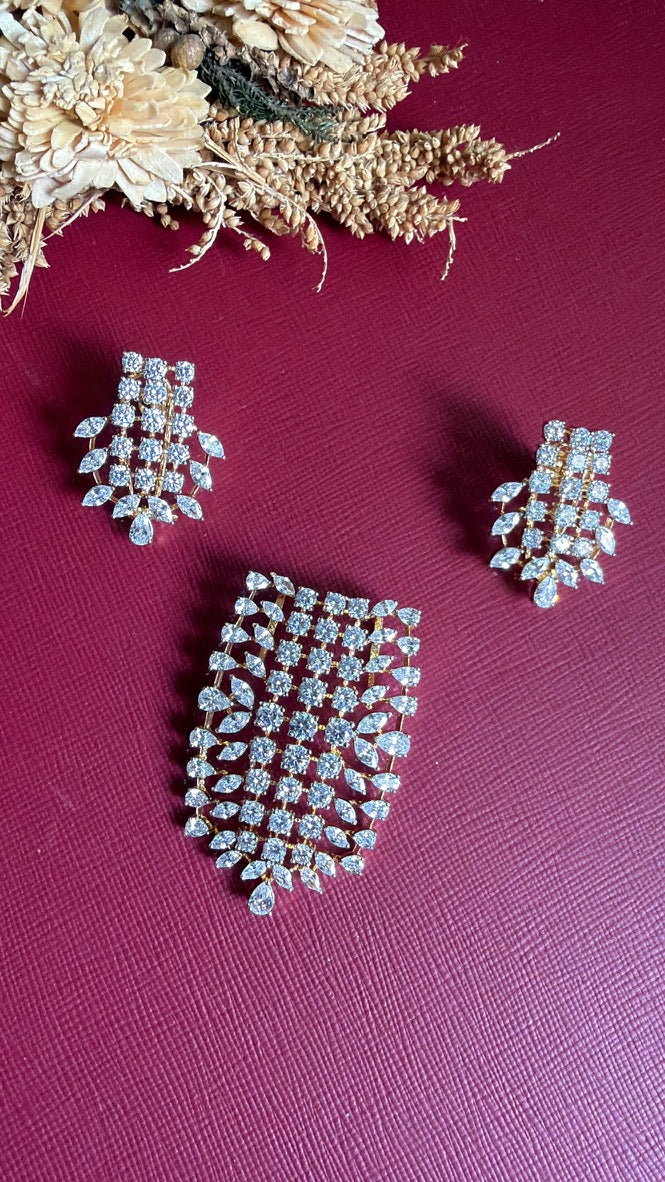 Saniya white American Diamond pendant and earrings set