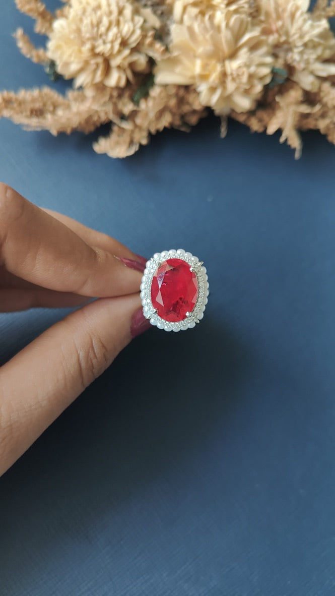 Saanvi  Diamond Ring - Red