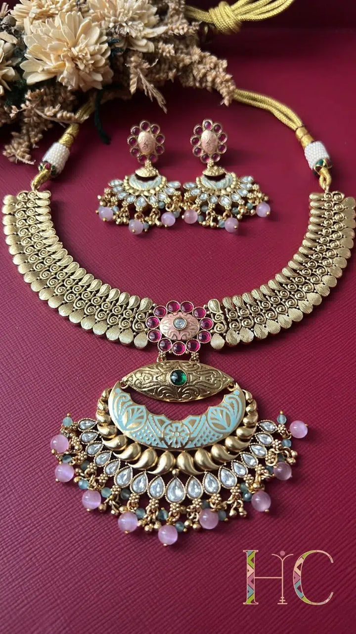 Coloured Enamelling  Necklace Set
