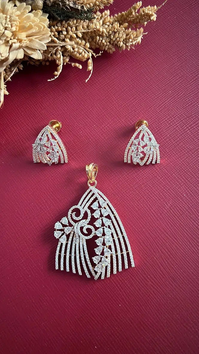 Gold-tone American Diamond pendant set from Hema Collections