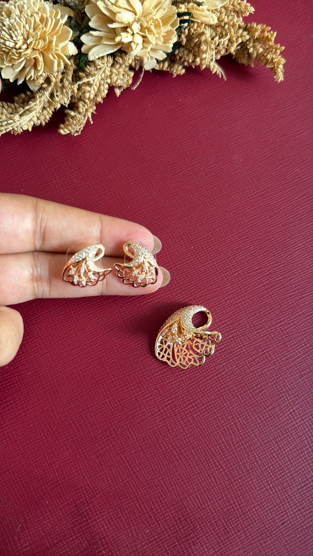 Gold-tone American Diamond pendant set from Hema Collections