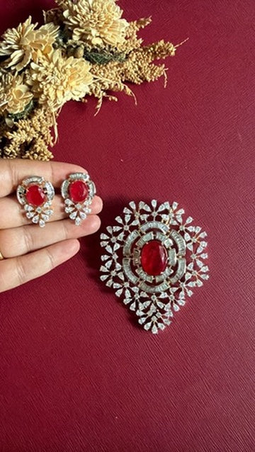 Amara Pendant Set - Red