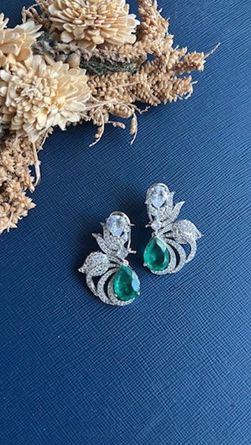 Lopa Diamond Studs - Green