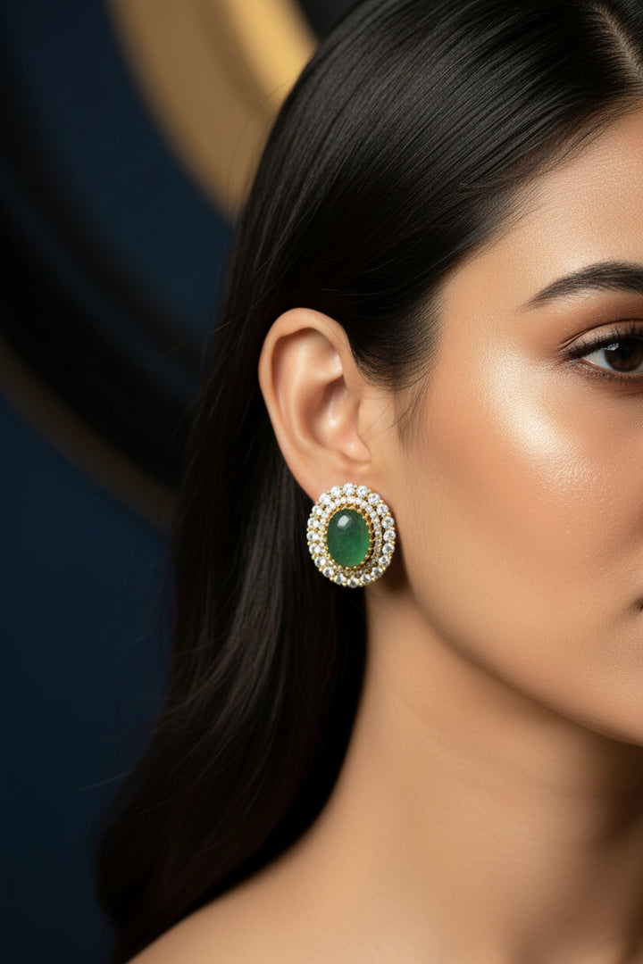 Leela Doublet Studs - Green