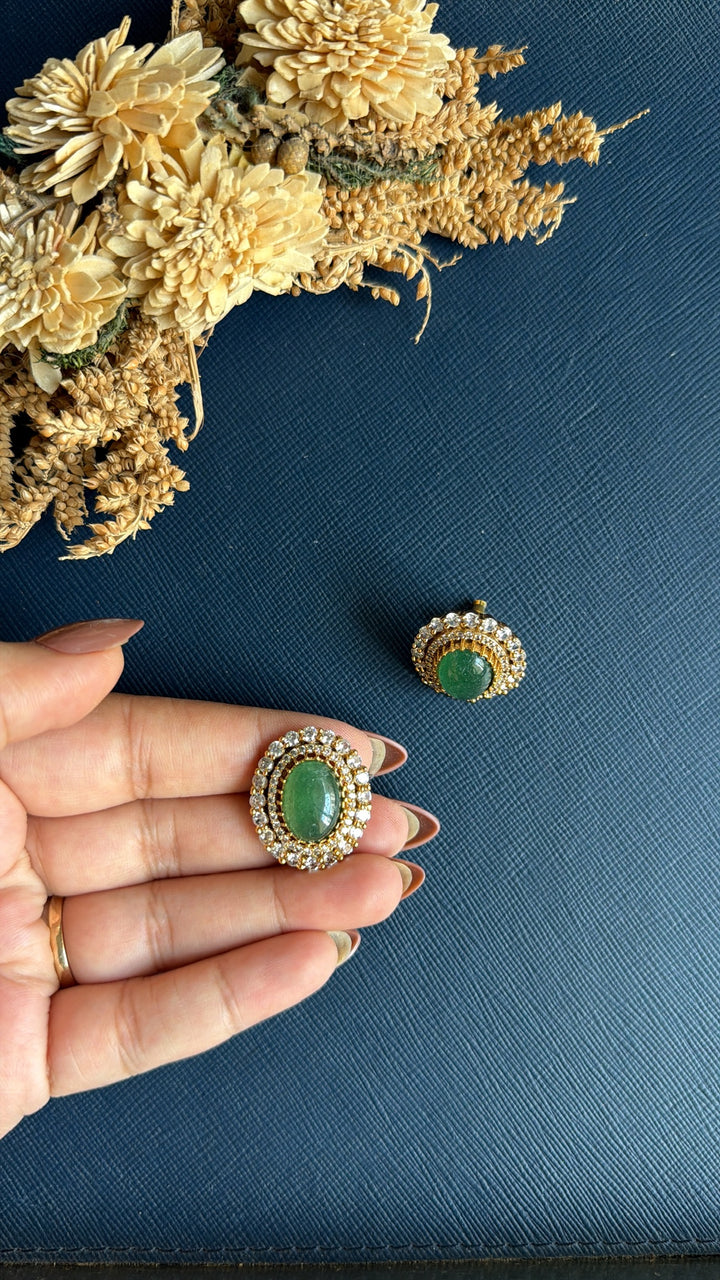 Leela Doublet Studs - Green