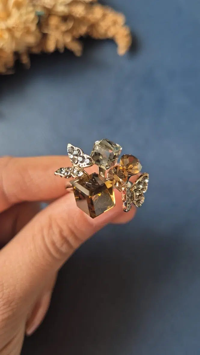Brown Butterfly Cocktail Ring