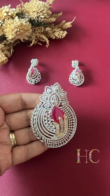 Mani Diamond Pendant Set - Rubi