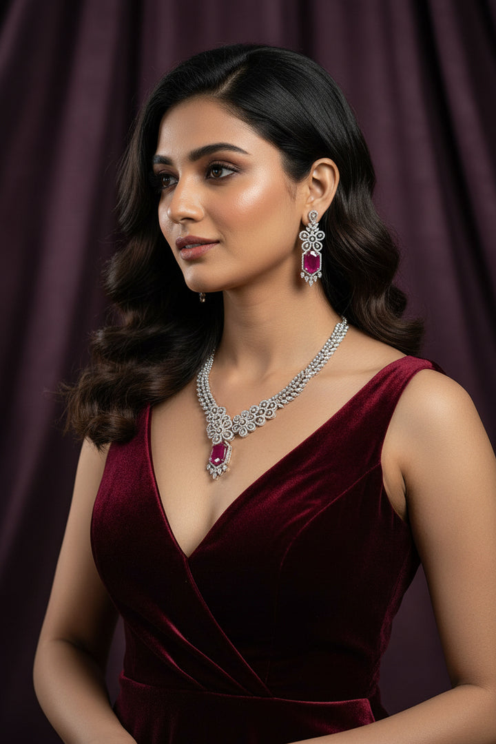 Zarna Daimond Necklace Set - Rubi