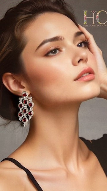 Ava Big  Earrings - Red