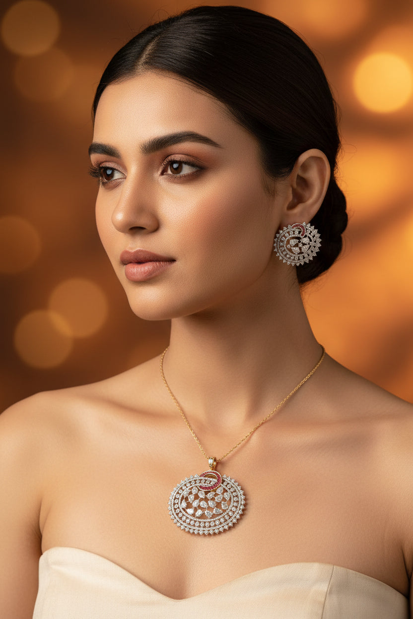 Parinita Diamond Pendant Set
