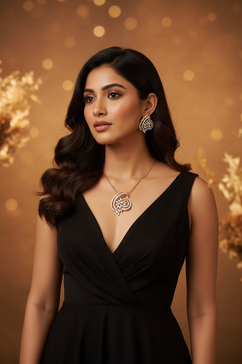 Mrunali Diamond Pendant Set