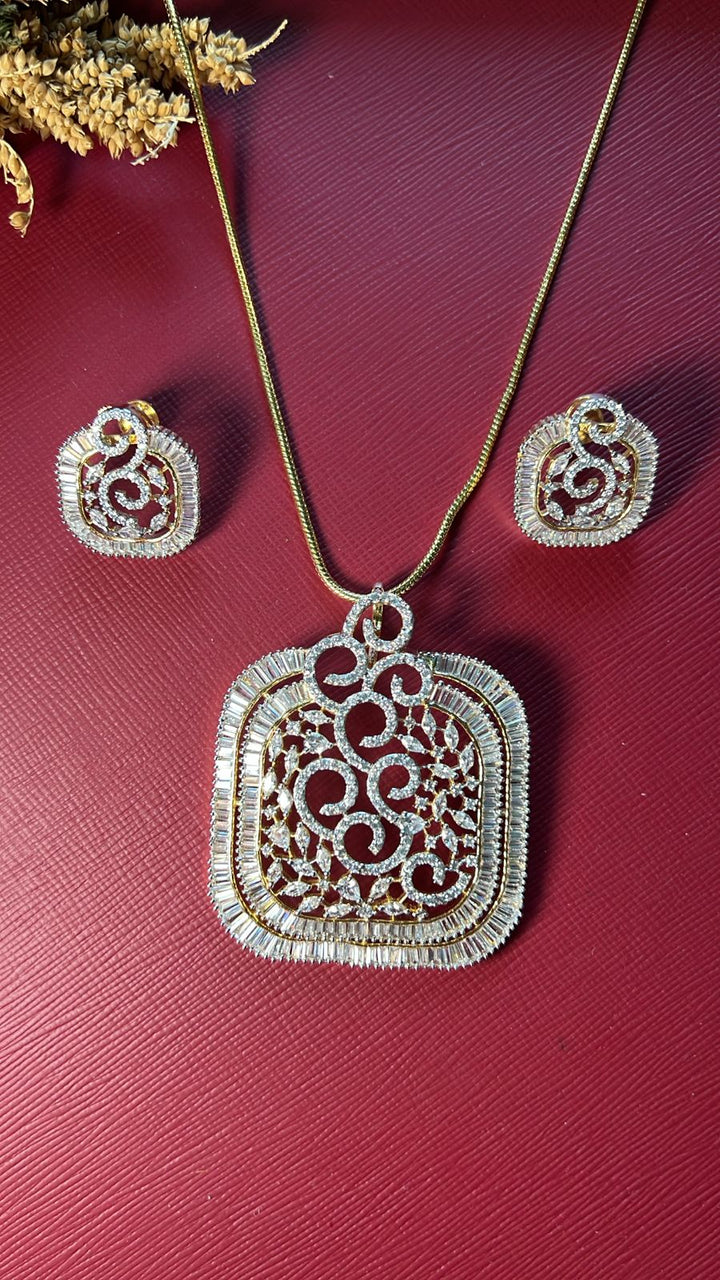 Brilliant white CZ stones on gold-tone pendant