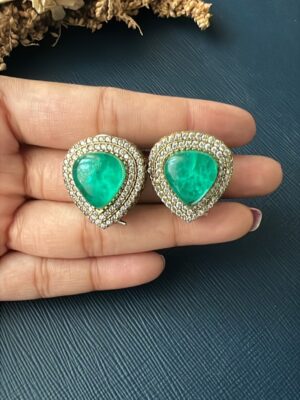 Doublet Stone Studs - Green